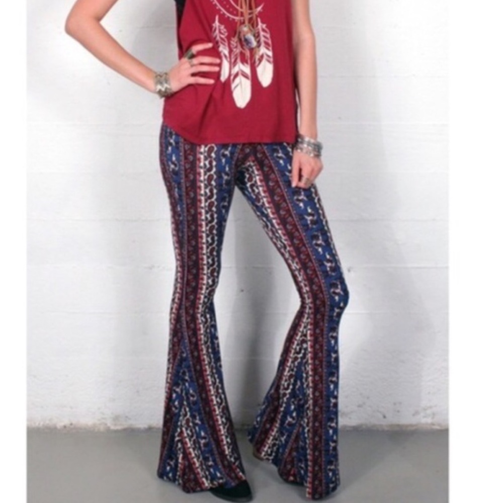New Gypsan elephant print border bell bottoms